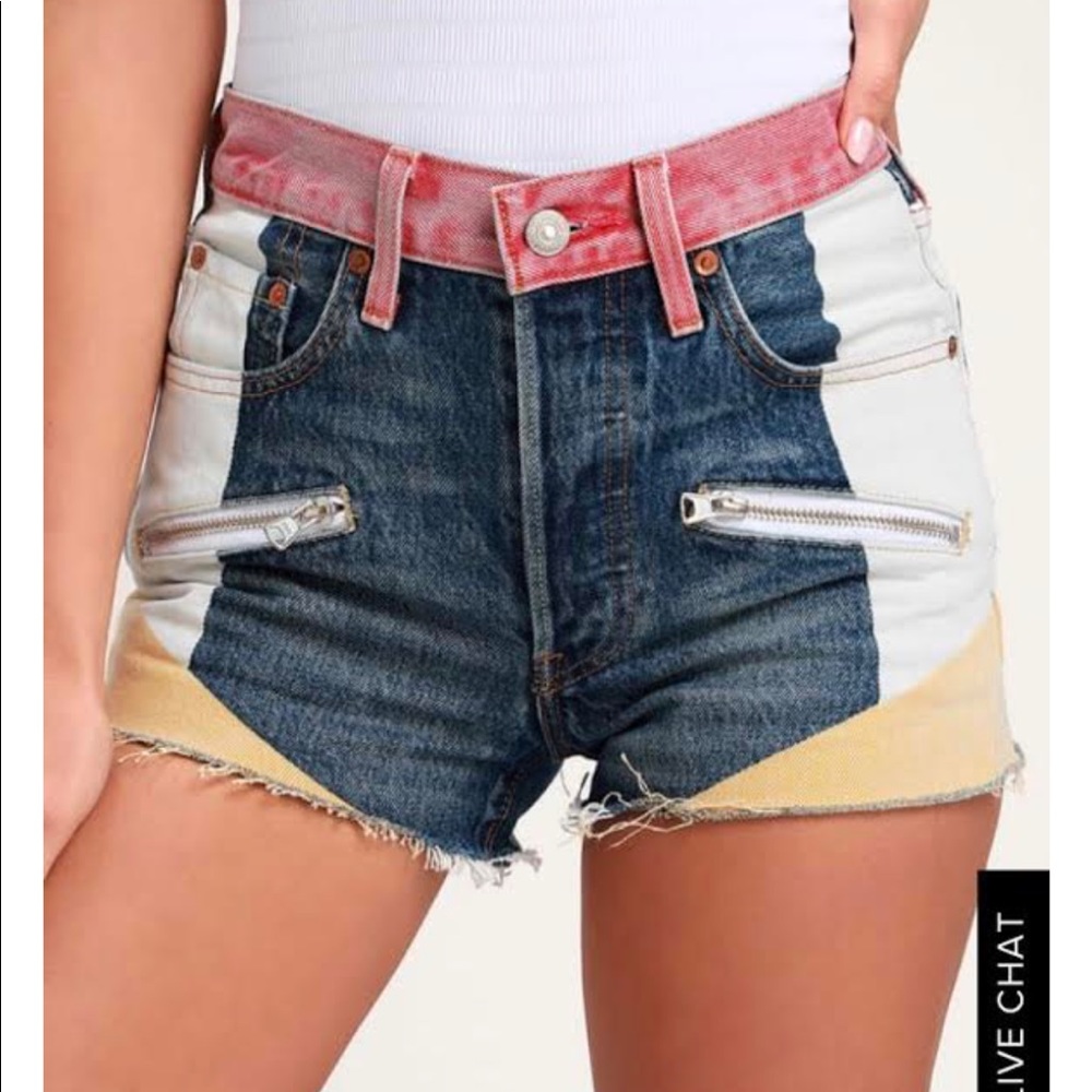 Levi’s 501 Denim Colorblock High Rise Shorts - Picture 2 of 5